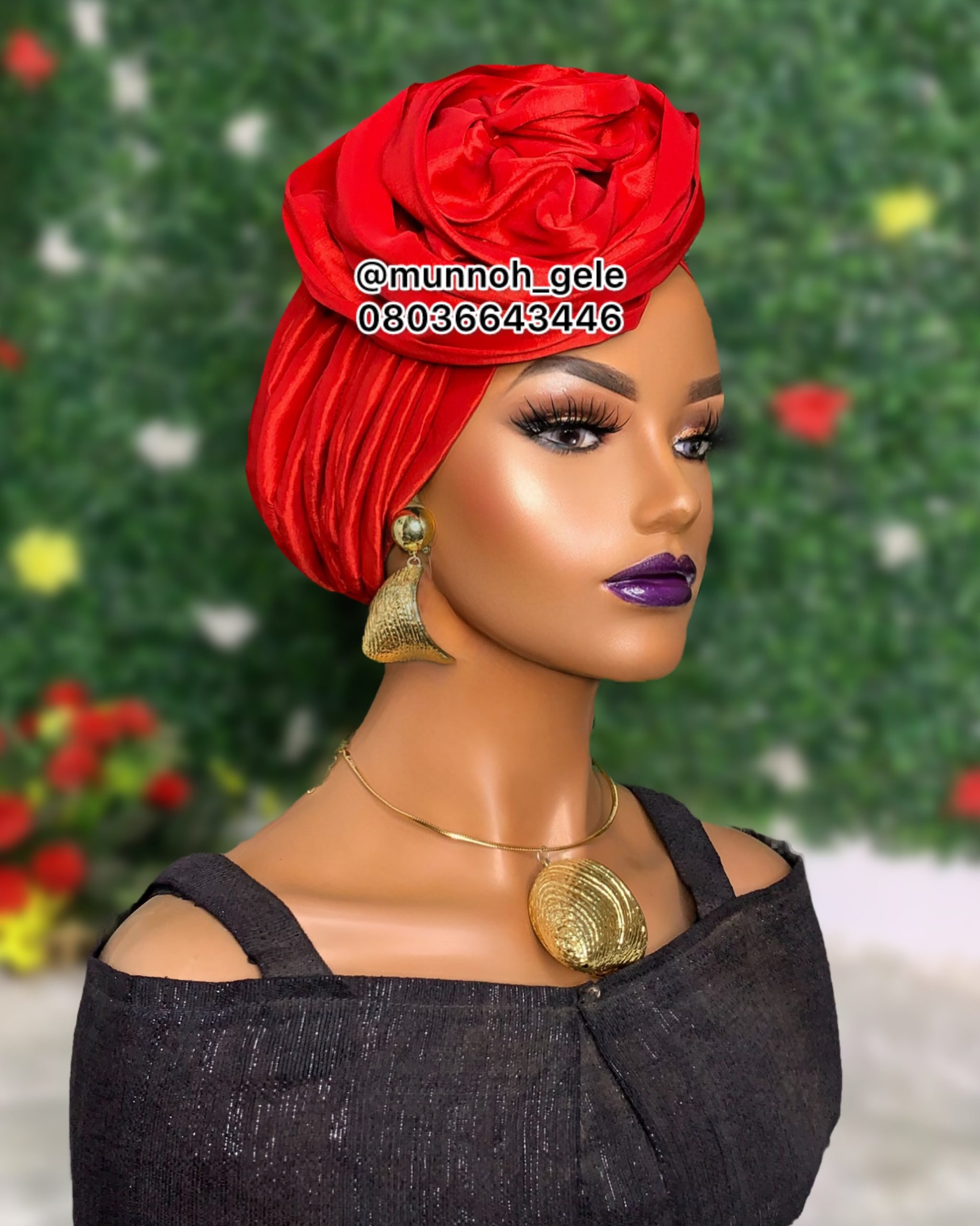 Rosette Turban Cap - Red