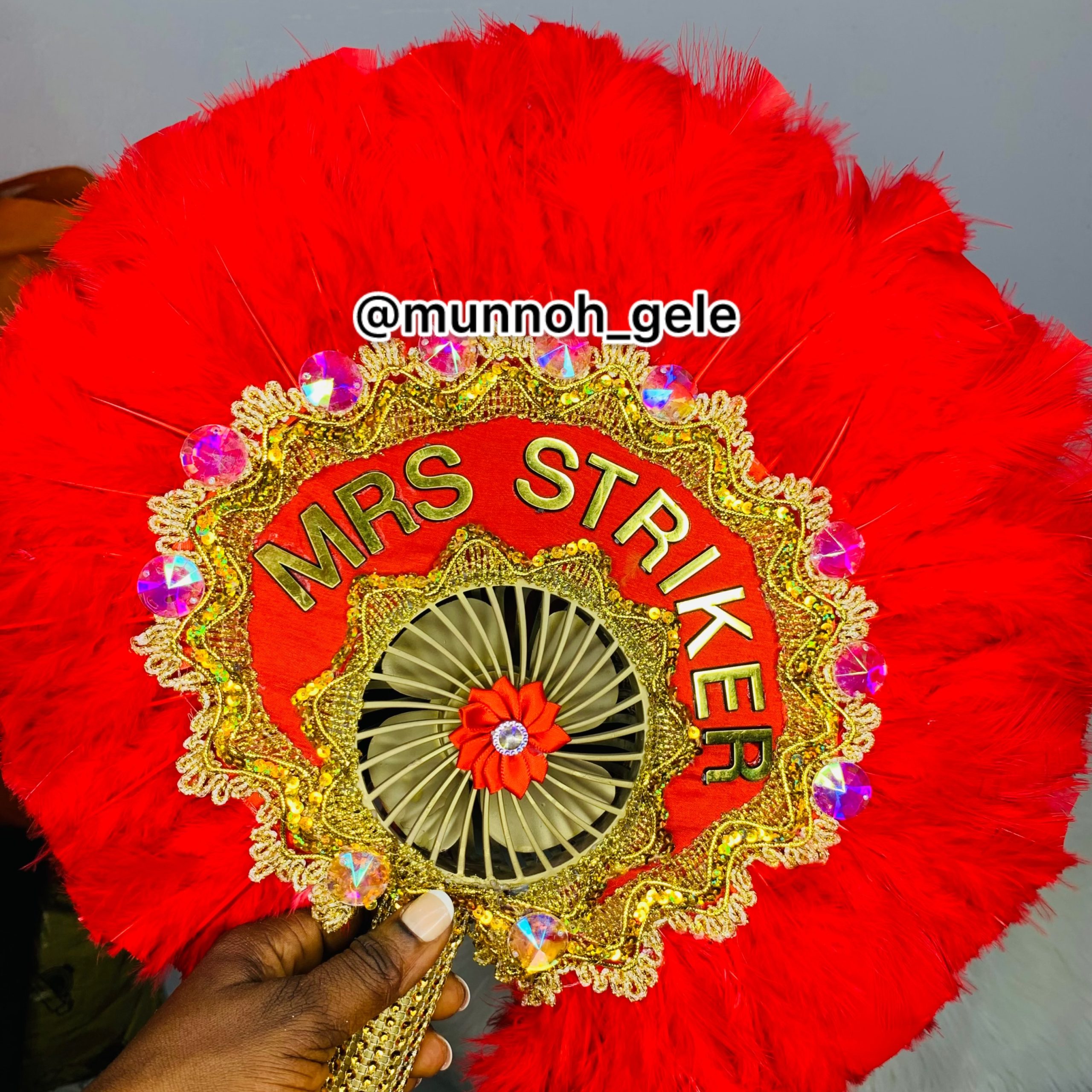 Rechargeable Bridal Hand Fan with Name Inscription